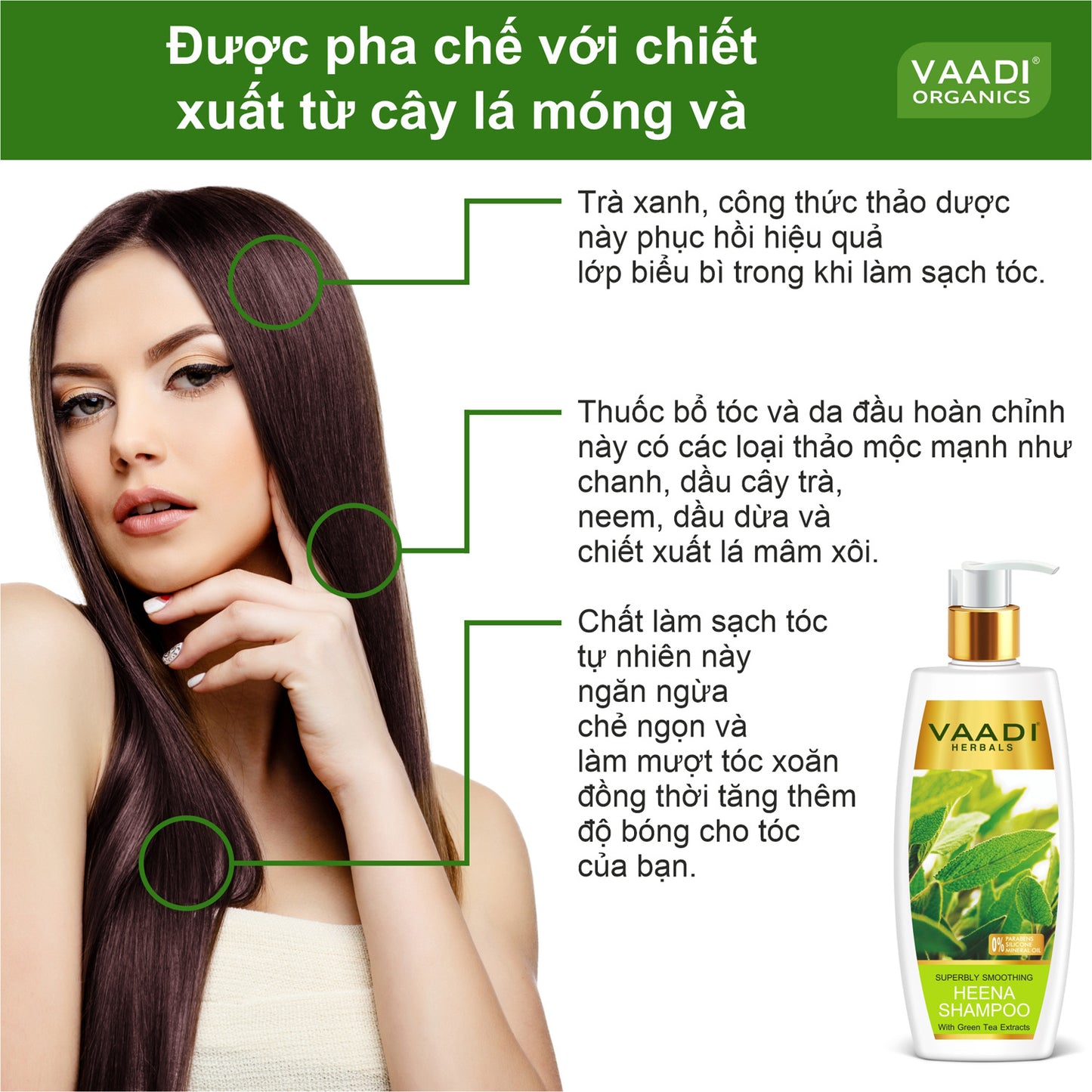 Dầu Gội Lá Móng Siêu Mượt Với Chiết Xuất Trà Xanh (350 ml)