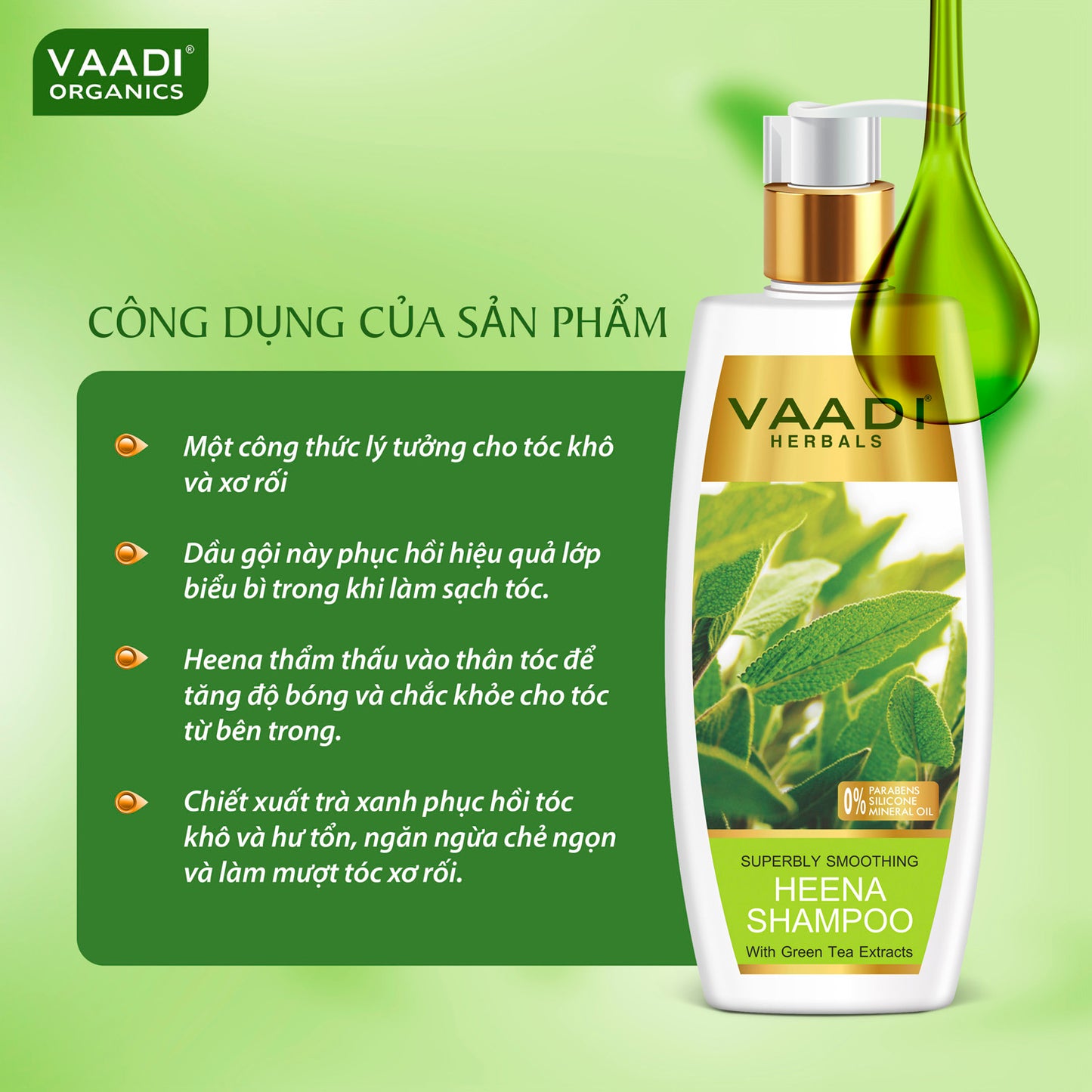 Dầu Gội Lá Móng Siêu Mượt Với Chiết Xuất Trà Xanh (350 ml)