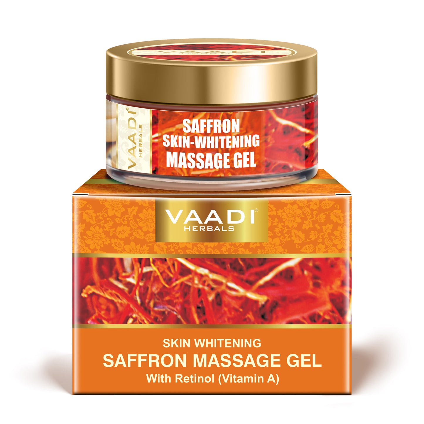 Skin Whitening Organic Saffron Massage Gel with Basil Oil & Shea Butter - Improves Complexion - Reduces Puffiness ( 50 gms/2 oz)