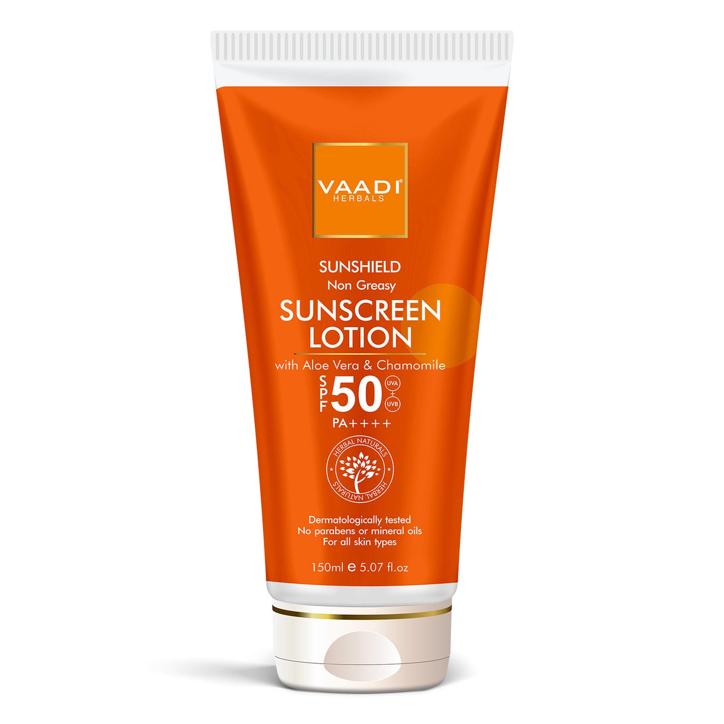 Organic Sunscreen Lotion SPF 50 with Aloe Vera & Chamomile - Non Greasy - Long Lasting - Soothes Burnt Skin (150 ml / 4 fl oz)