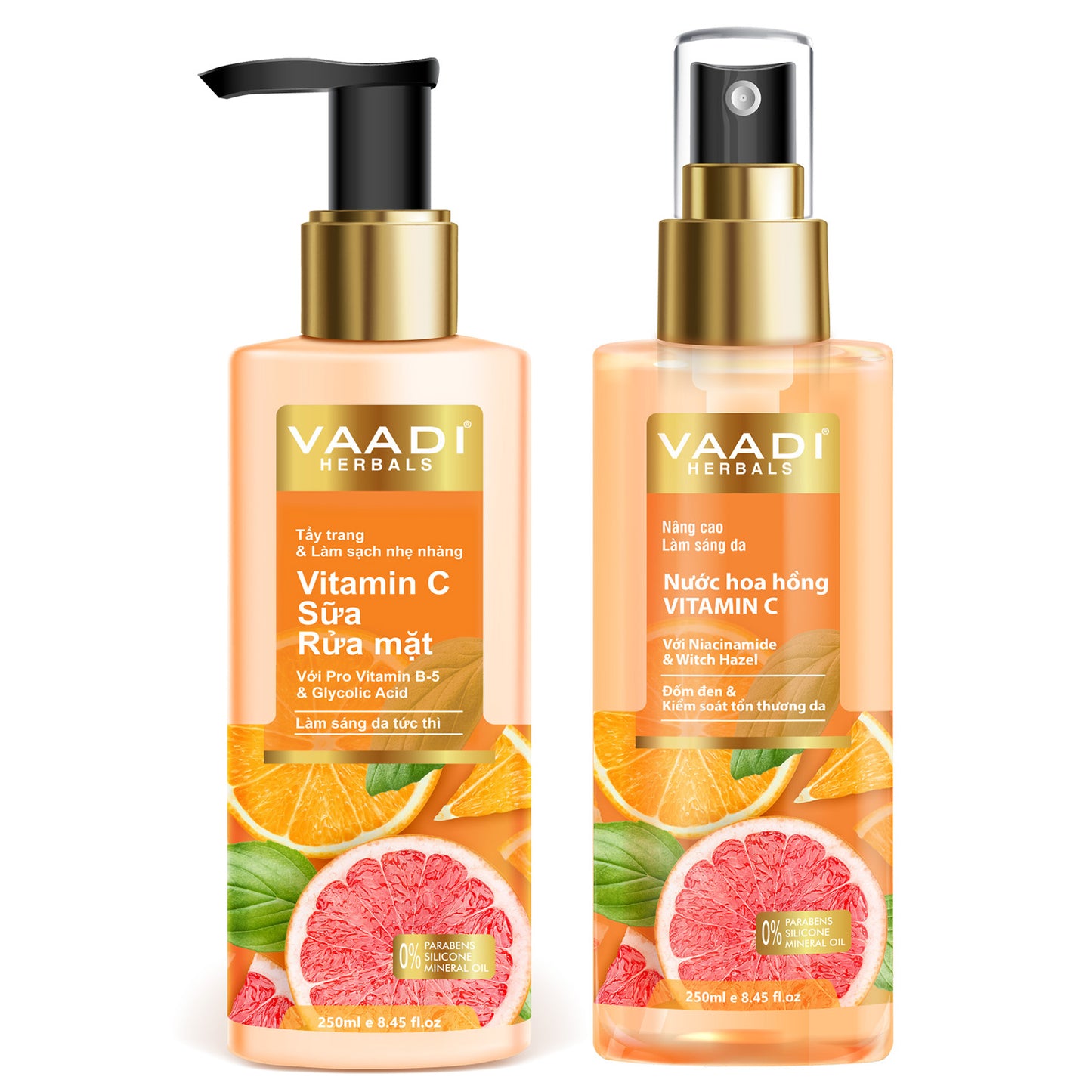 Vitamin C Organic Cleansing Milk with Vitamin C Toner -Skin Damage Control (2 x 250 ml/8.45 fl oz)