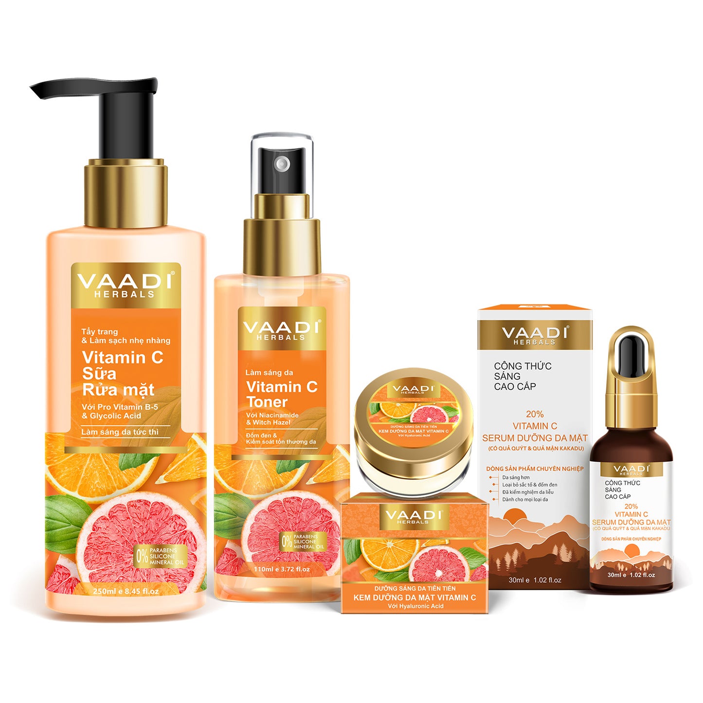 Vitamin C Glow Boosting Skin Care Set -Cleansing Milk (250 ml), Vitamin C Serum (30 ml), Vit C Face Cream (30 gms), Vit C Toner (110 ml)