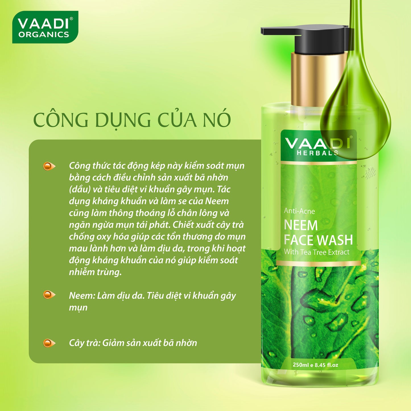 Pack of 2 Anti-Acne Neem Face Wash With Tea Tree Extract (2 x 250 ml / 8.5 fl oz)