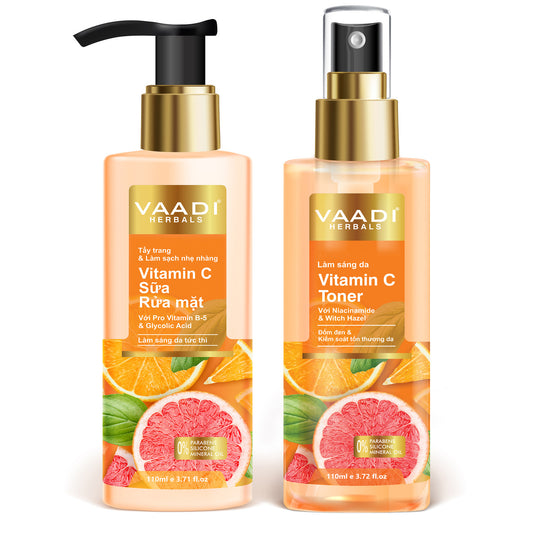 Bộ Sữa Rửa Mặt Hữu Cơ Vitamin C với Toner Vitamin C - Kiểm Soát Tổn Thương Da (2 x 110ml 4 fl oz)